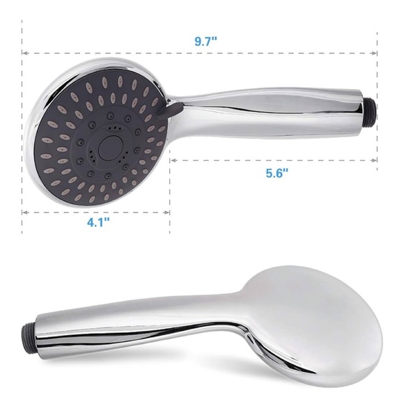 Briout Silver High Pressure Shower Head with Stainless Hose and Adjustable Mount - Picture 6 of 7